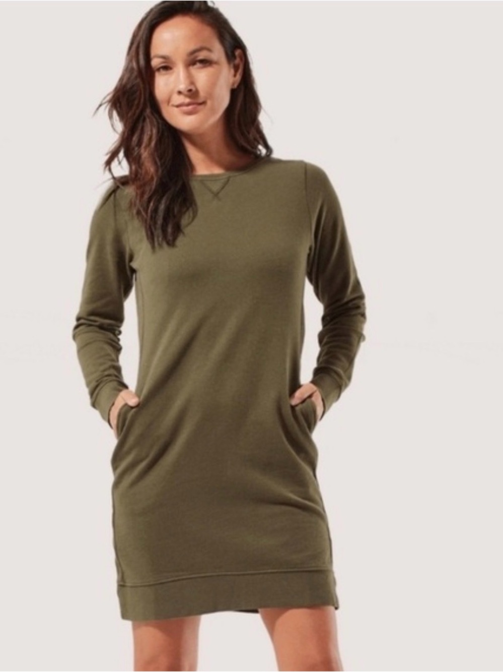 Pact Olive Sweatshirt Dress